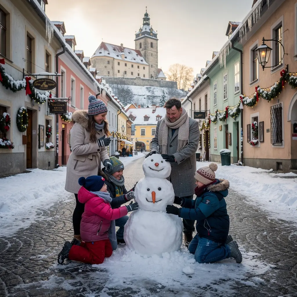 Léto na českém venkově s rozkvetlými poli a modrou oblohou.